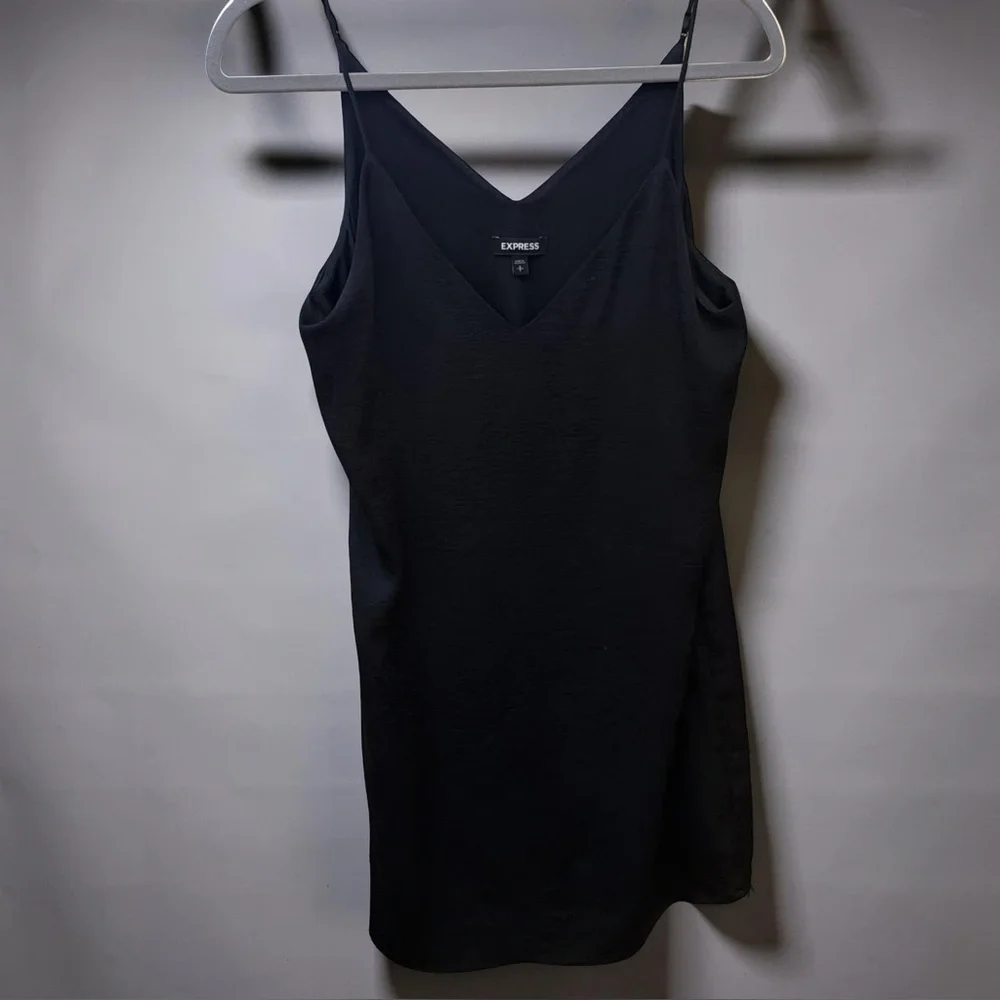 Express Black Sheath Dress Minimalist Simple Chic T Spaghetti Strap Loose Fit - Picture 7 of 11